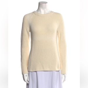 Vince cashmere ribbed crew neck sweater ivory